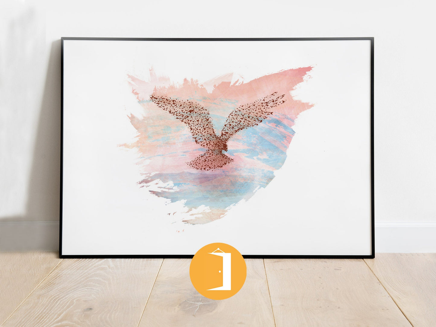 Flock of Birds Mindfullness Illustration Illustrated Poster | Bird Digital Painting