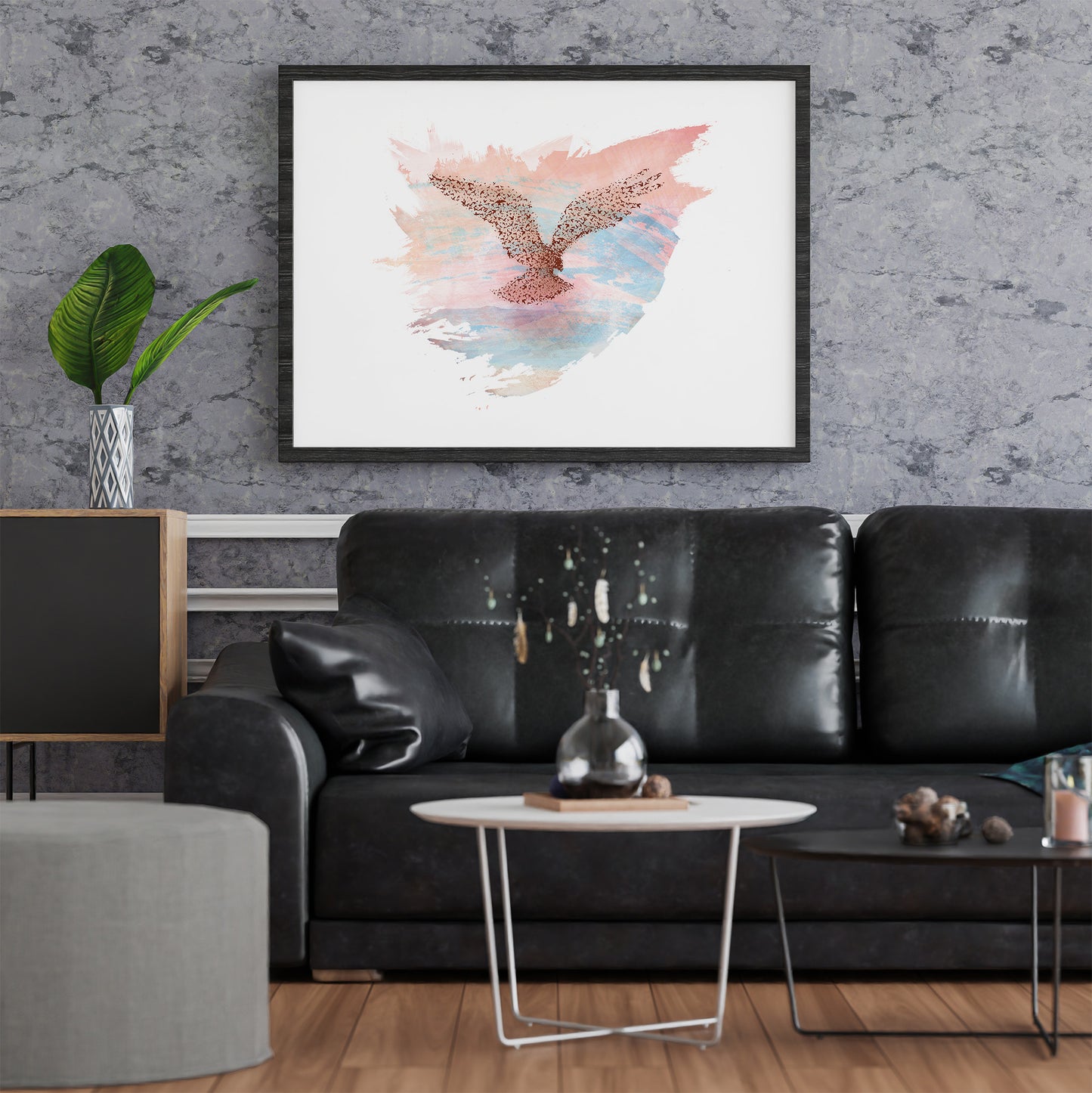 Flock of Birds Mindfullness Illustration Illustrated Poster | Bird Digital Painting