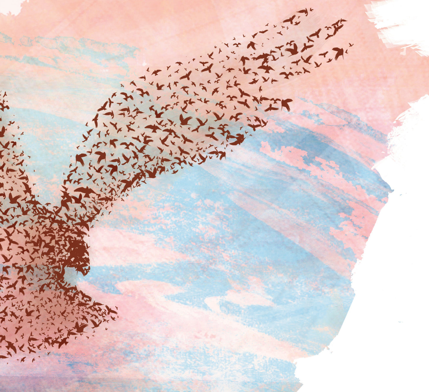 Flock of Birds Mindfullness Illustration Illustrated Poster | Bird Digital Painting