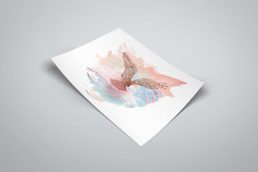 Flock of Birds Mindfullness Illustration Illustrated Poster | Bird Digital Painting