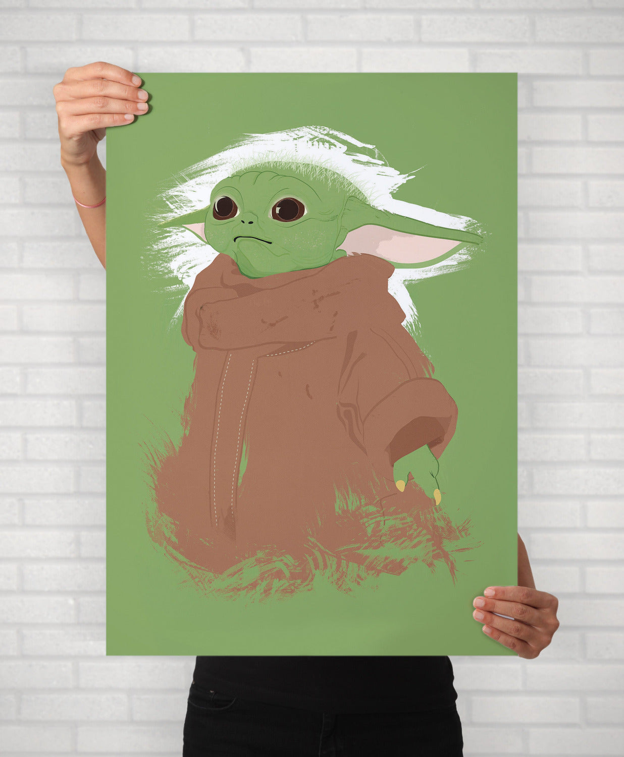 Grogu Baby Yoda The Mandalorian Art Star Wars Minimal Illustrated Portrait Poster