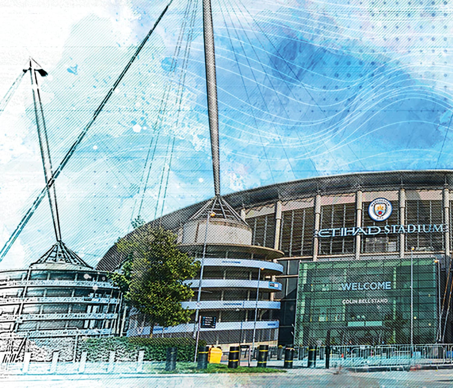 Manchester City Etihad Poster | Watercolour Style Illustrated Football Poster