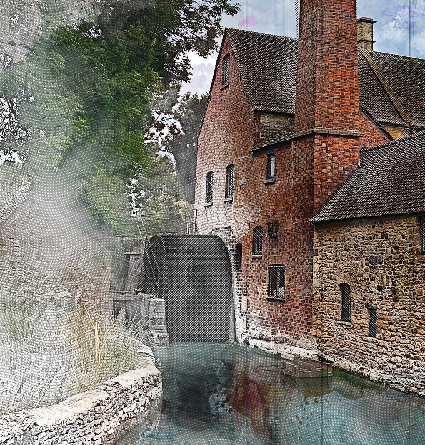 Lower Slaughter Mill Watercolour Illustrated Poster