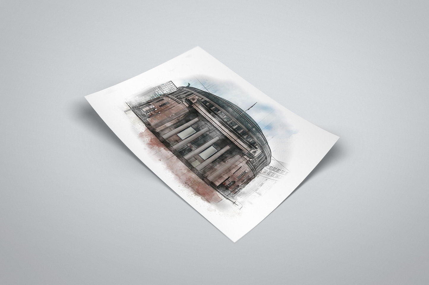 Manchester Central Library Watercolour Style Illustrated Poster | City Landmark prints