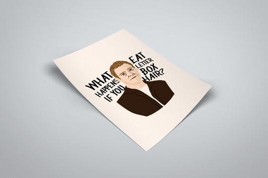 Peep Show Poster | Jeremy Usborne Quote Illustrated Print | What Happens If You Eat Letter Box Hair?