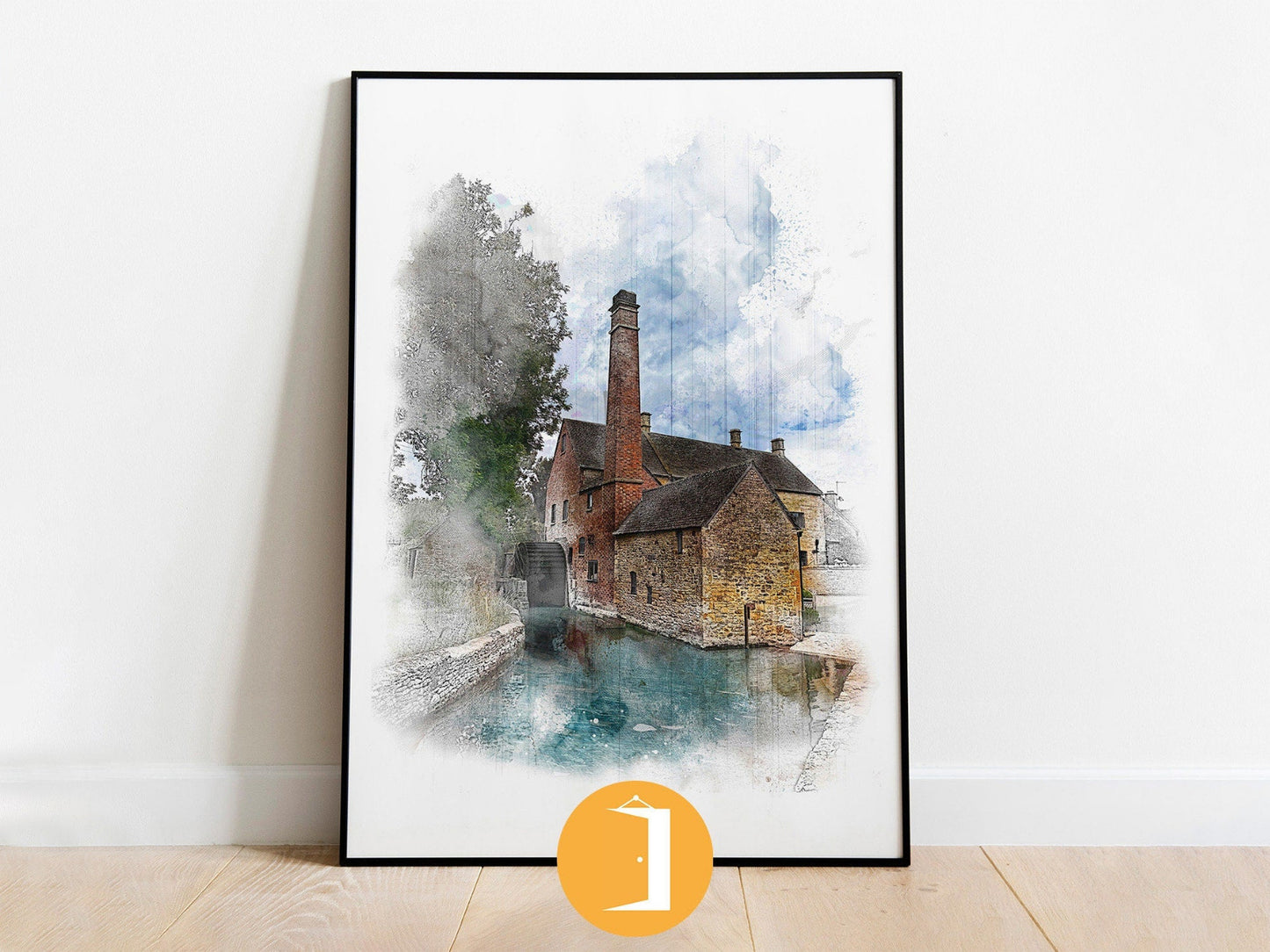 Lower Slaughter Mill Watercolour Illustrated Poster