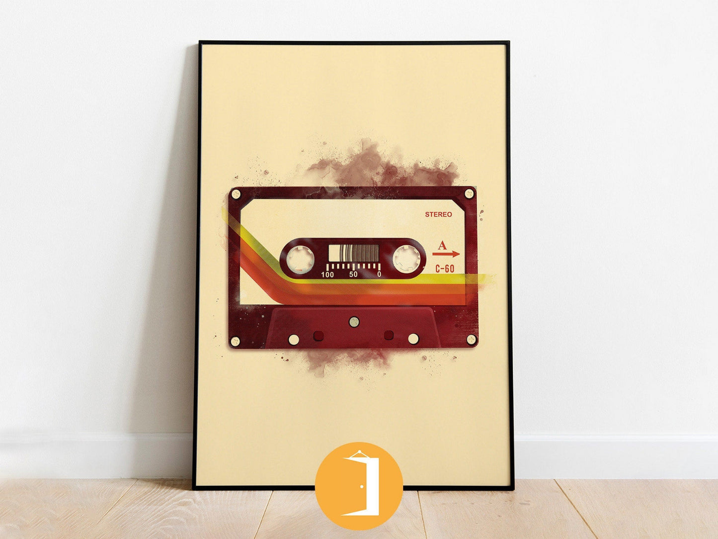 Retro Cassette Tape Illustration | Technology drawing Minimal Illustrated Poster