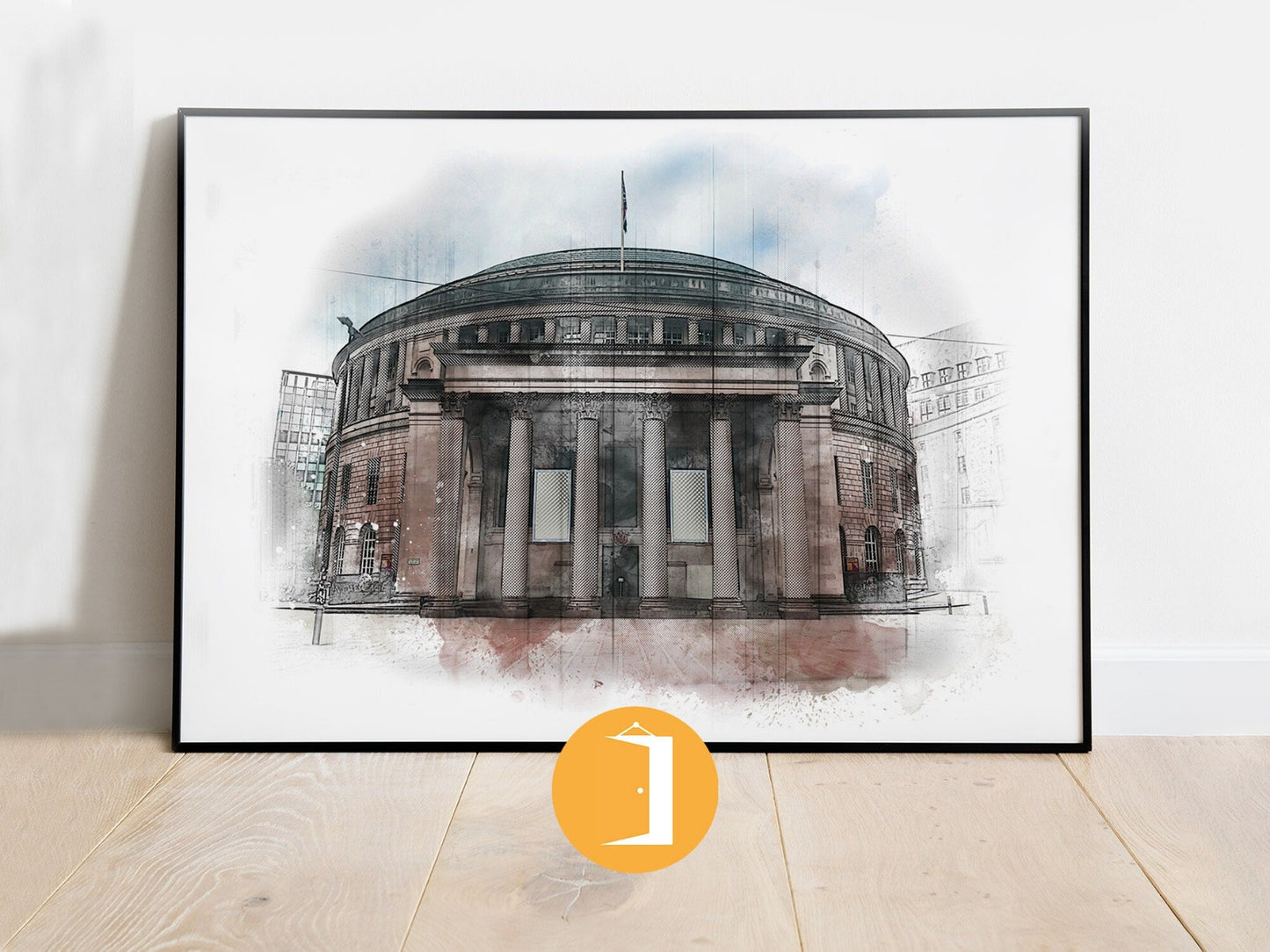 Manchester Central Library Watercolour Style Illustrated Poster | City Landmark prints