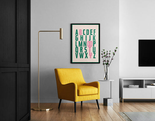 BOOTY Alphabet Motivational Typography Home Wall Art Illustrated Poster