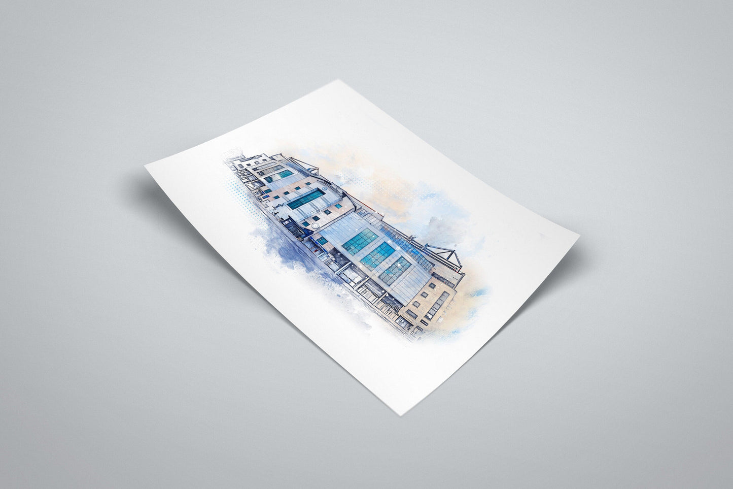 Chelsea F.C Stamford Bridge Stadium Watercolour Illustrated Poster | City Landmark Prints