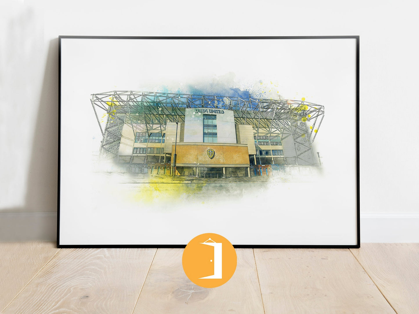 Leeds United Elland Road Stadium Watercolour Illustrated Poster