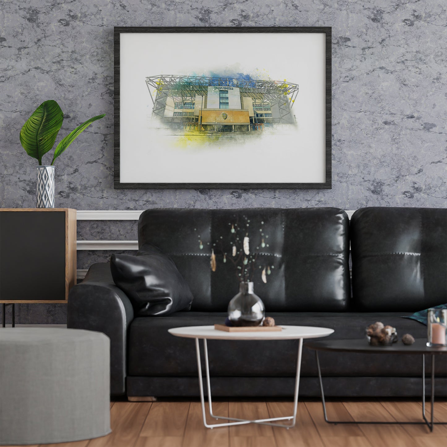 Leeds United Elland Road Stadium Watercolour Illustrated Poster