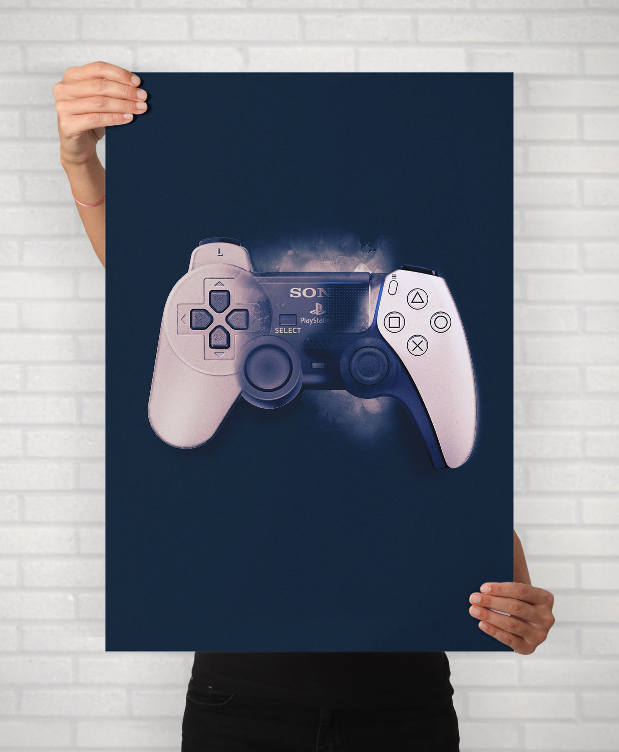 Playstation DualShock Controller Development Illustrated Poster Art