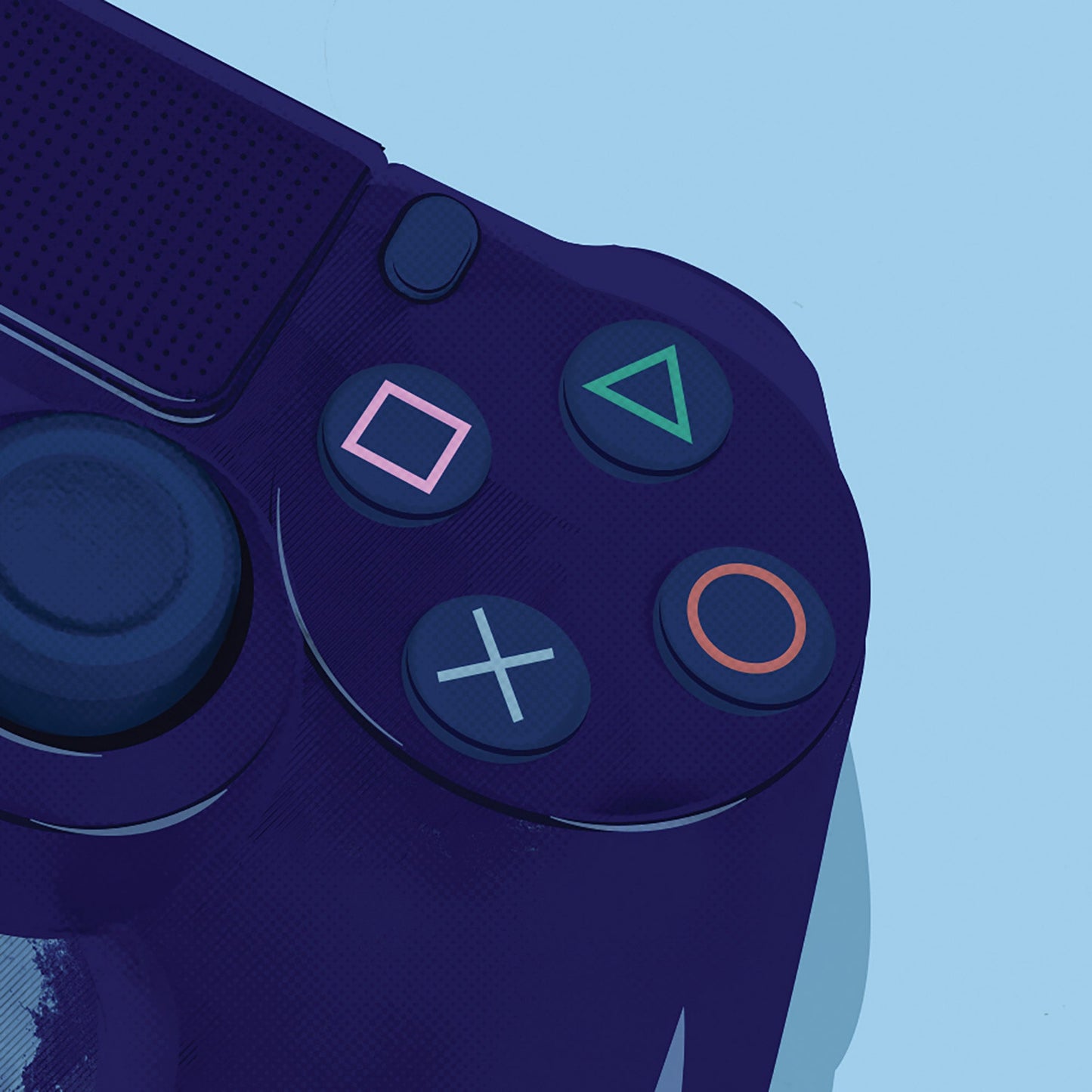 Playstation 4 DualShock Controller Minimal Illustrated Poster