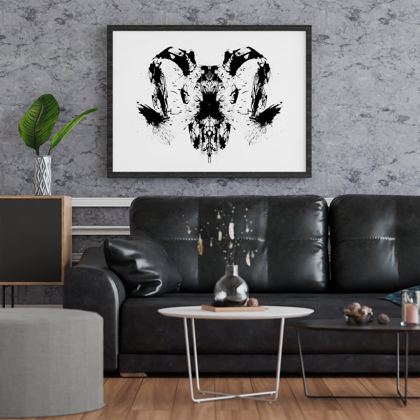 Rorschach Inkblot Art | Rorschach Test Ram Skull Ink Illustrated Poster