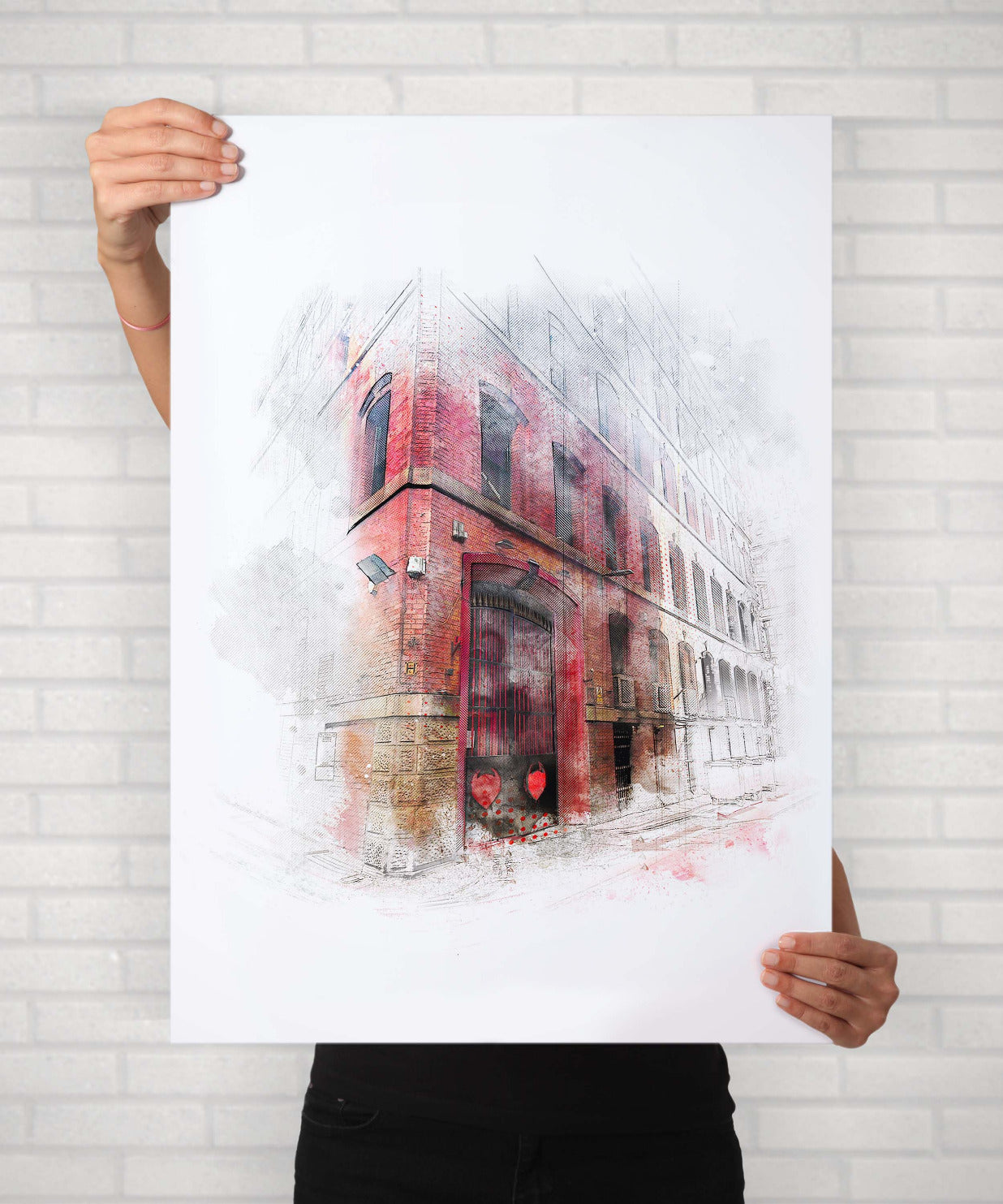 Satans Hollow Manchester Bar Watercolour Style Illustrated Poster