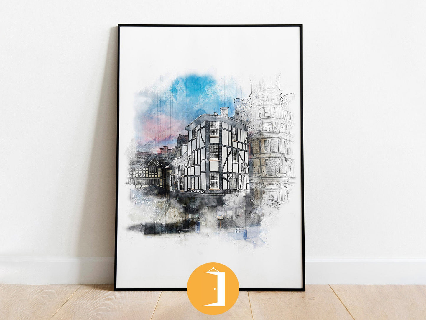 Sinclairs Oyster Bar Manchester Pub Watercolour Style Illustrated Poster