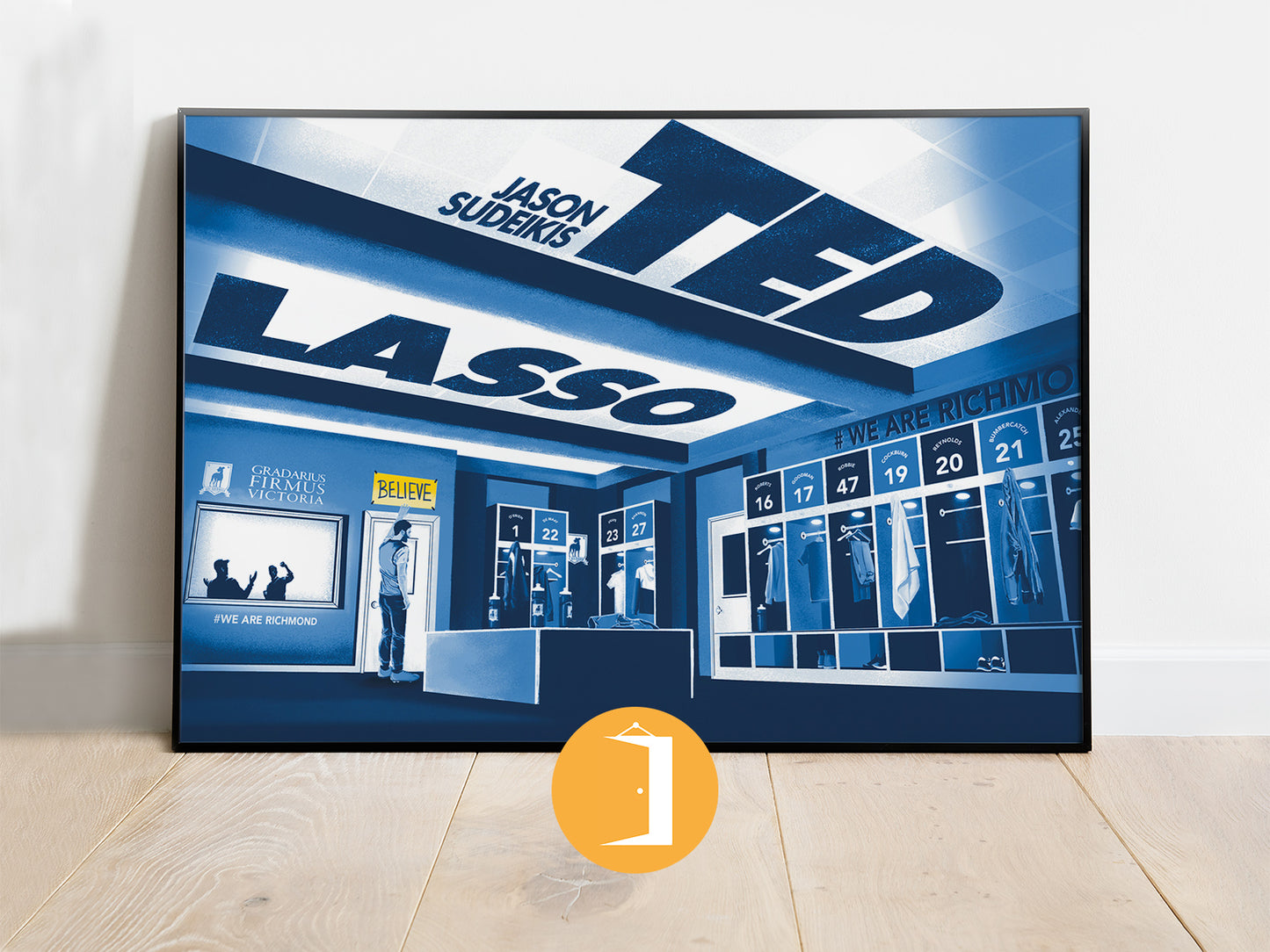 Ted Lasso Poster | Ted Lasso Lockeroom Believe with Roy Kent Illustrated Painting | Gifts and Merchandise