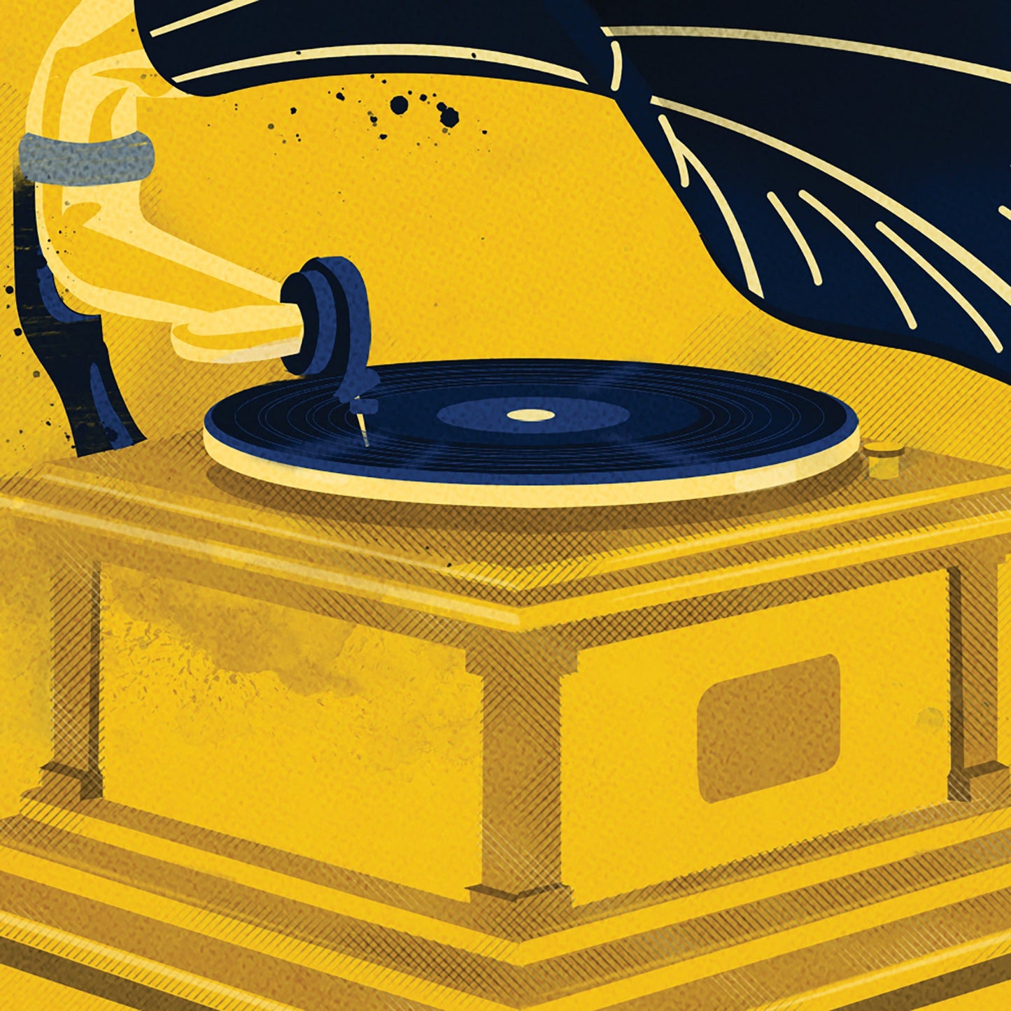 Gramophone Illustration | Old Technology Illustrated Poster