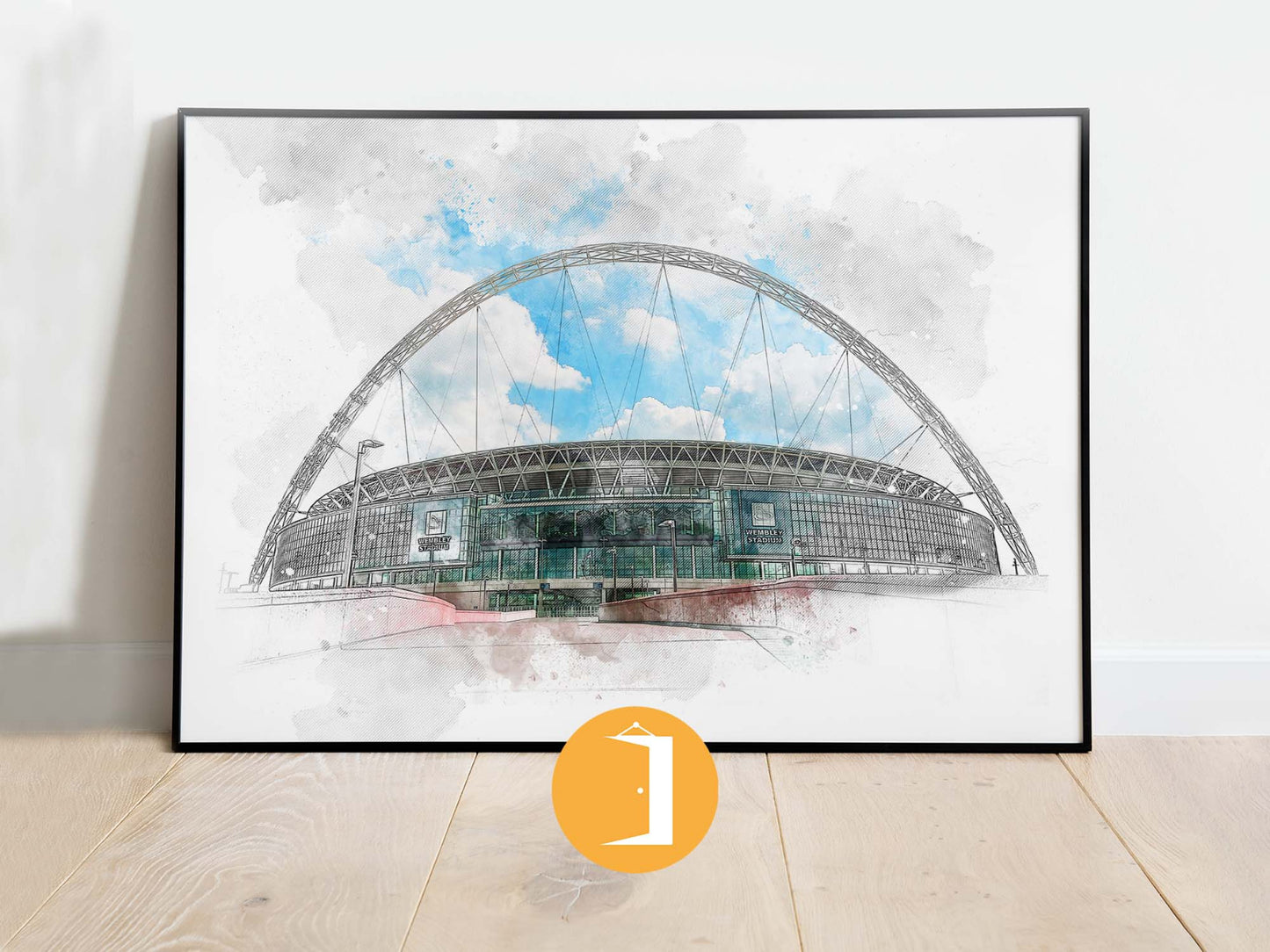 Wembley Stadium London England Football Watercolour Illustrated Poster